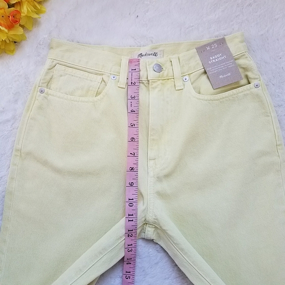 Madewell Baggy Straight Leg Jeans in Pale Daffodil - Picture 6 of 12